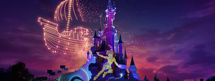 Disney Electrical Sky Parade avondshow in Disneyland Paris met 500 drones en projecties