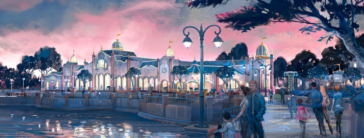 Nieuwe promenade met restaurants en bar aan een groot meer in het Walt Disney Studios Park
