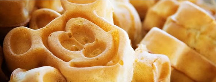 Mickey wafels verkrijgbaar in Disneyland Paris met diverse toppings en smaken