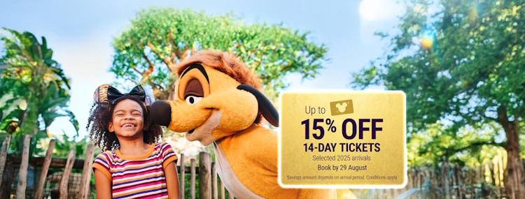 Ontvang 15% korting op Disney Magic tickets voor Walt Disney World + 7 dagen gratis entree