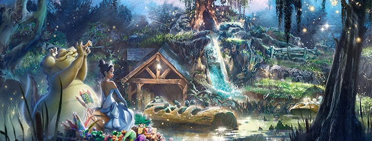 Tiana's Bayou Adventure waterattractie in Walt Disney World met splash dark ride