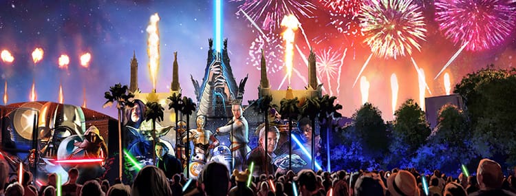 Star Wars: A Galactic Spectacular met projecties en vuurwerk in Disney's Hollywood Studios