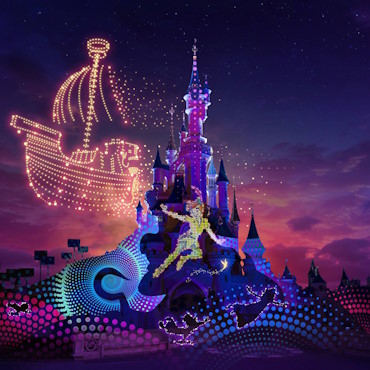 Disney Electrical Sky Parade avondshow in Disneyland Paris met 500 drones en projecties
