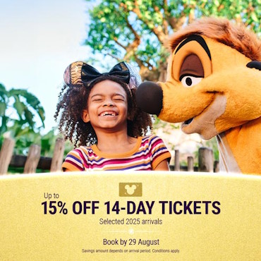 Ontvang 15% korting op Disney Magic tickets voor Walt Disney World + 7 dagen gratis entree